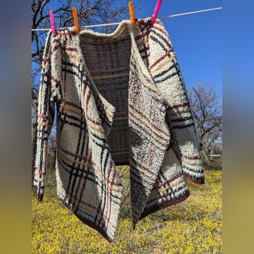 Carol Rose Medium Vintage Cardigan shaggy style hippie 70s